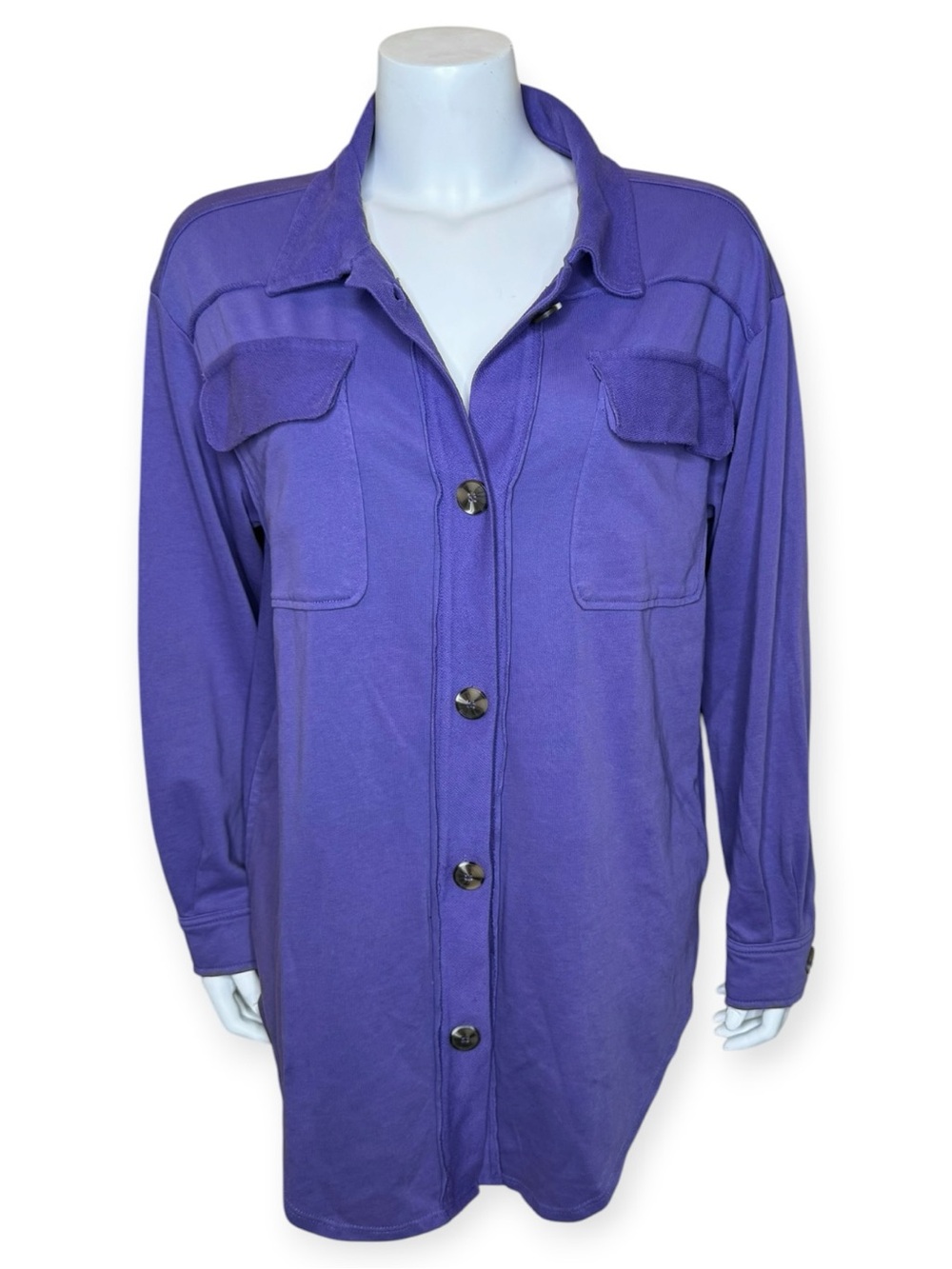Maurices North Shore Shirt Jacket Shacket M Purple Button Collated Pockets